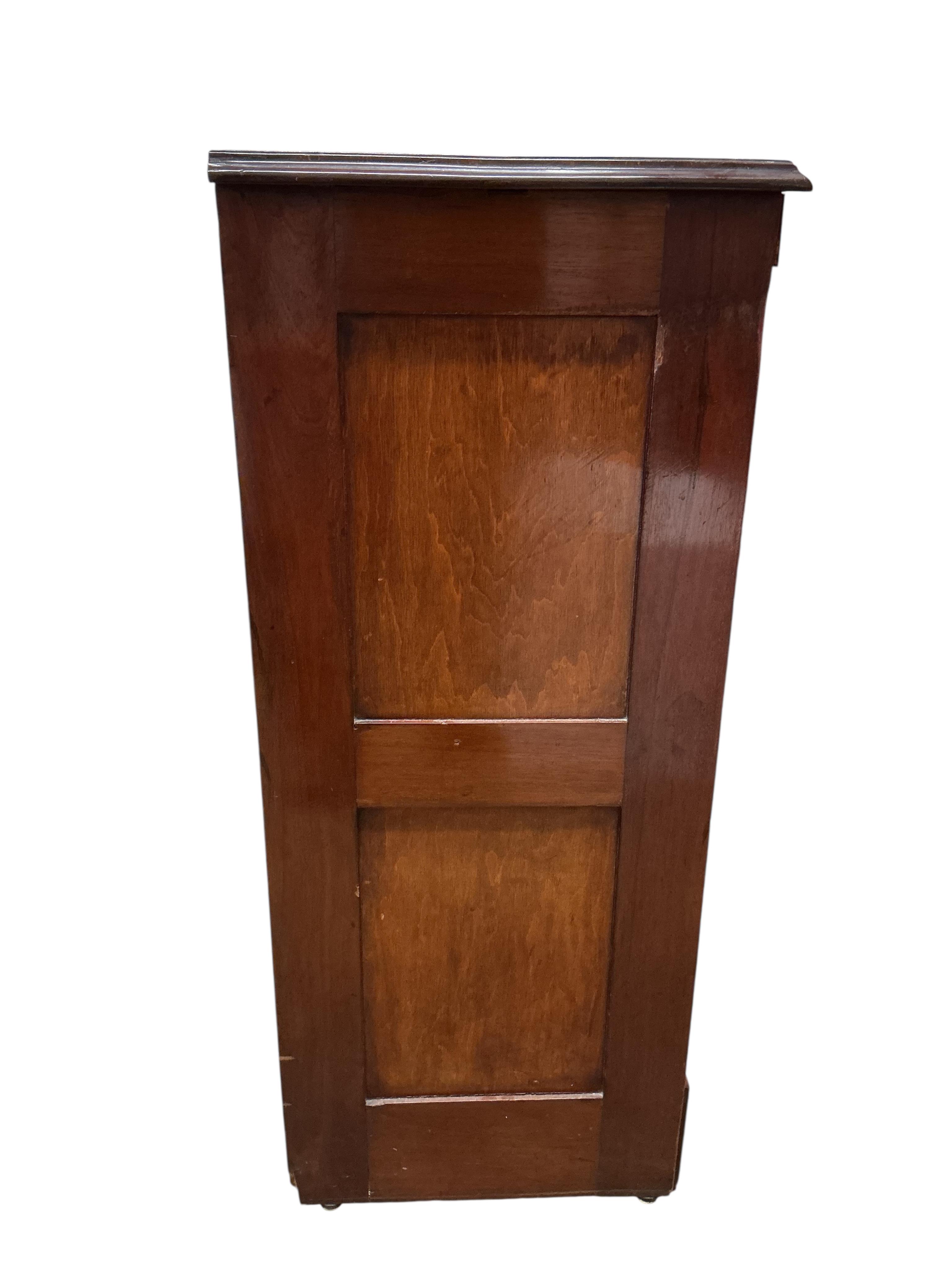 A 1920's mahogany tambour filing cabinet, width 50cm, depth 45cm, height 109cm